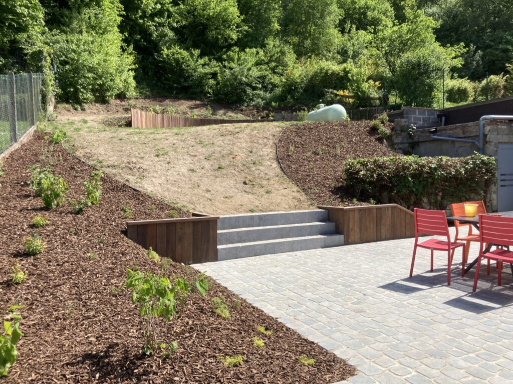 Parterre après mise des copeaux